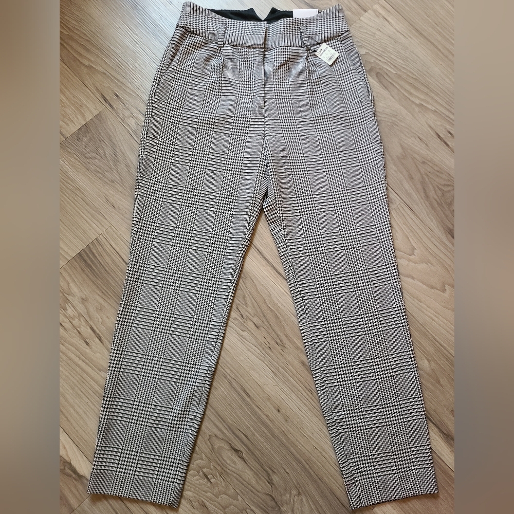 Express Plaid Pants Ankle High Rise Stretchy